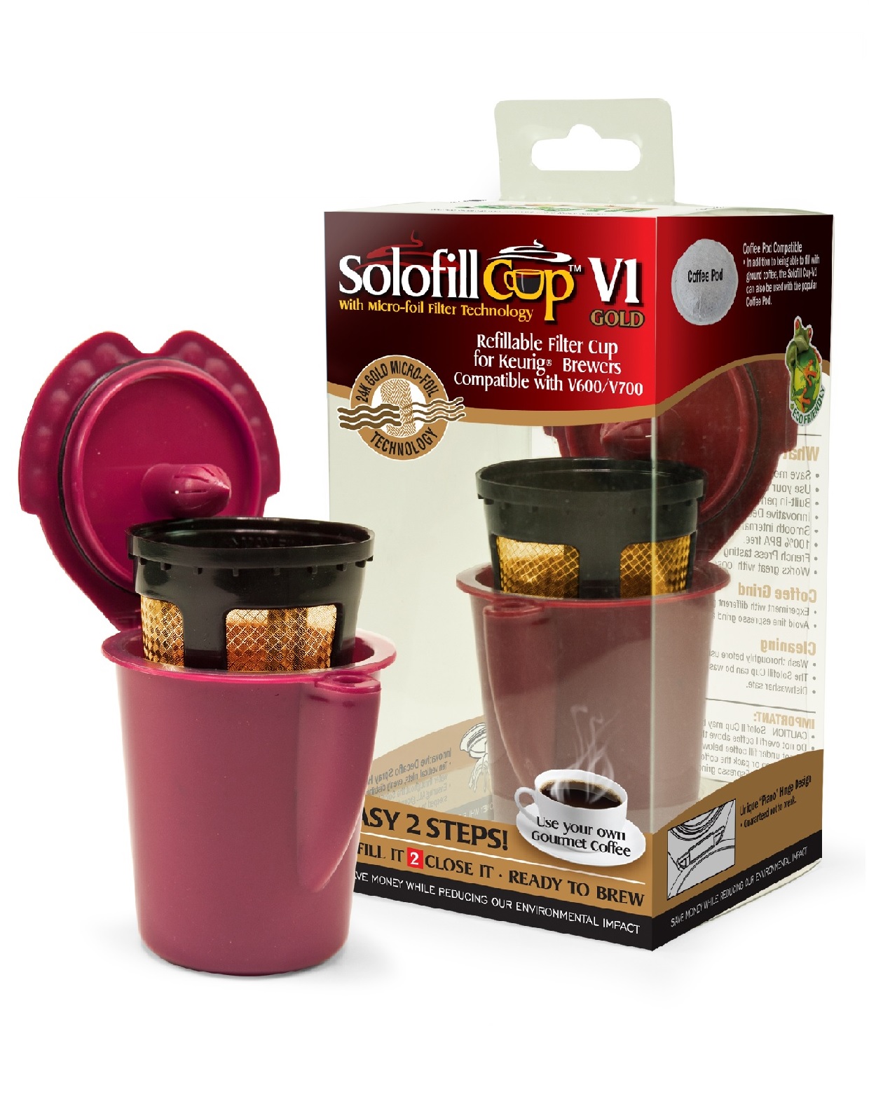 Solofill Cup SoloGrind Coffee Burr Grinder, 2 In 1, Automatic, Single Serve